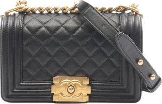 Chanel Pre-owned Boy Small Lambskin Shoulder Bag - Dames - Vintage Schoudertas - Zwart - ONE Size - Leer - Vintage