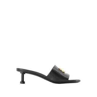 Balenciaga Heeled Mules, female, Black, Size: 7 1/2 US Black/Gold Heeled Mules