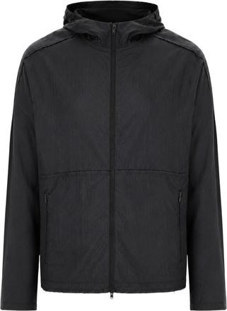 Yohji Yamamoto Sleek Black Hooded Polyamide Sports Jacket