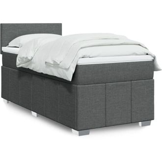 vidaXL Cama Box Spring Con Colch&oacute;n Tela Gris Oscuro 90x200 Cm