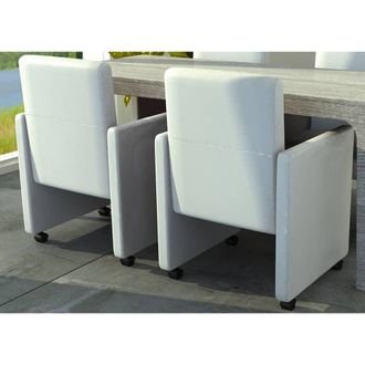 vidaXL Vidaxl - Sillas De Comedor 2 Unidades Cuero Sint&eacute;tico Blanco