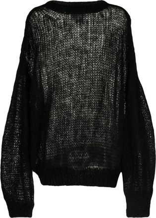 Fumito Ganryu semi-sheer mohair-blend jumper - men - Nylon/Mohair - 1 - Black