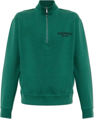 Dsquared2 Logo Sweatshirt - Heren - Vesten met rits - Groen - 3XL - Katoen - Hoodies & sweatvesten