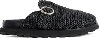 Jil Sander buckle raffia clogs - Black