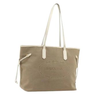 Prada Pre-owned Tote Bags, female, Beige, Size: ONE SIZE Pre-owned Vintage Canvas Tote Bag
