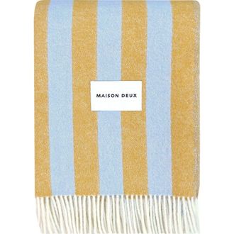 Maison Deux Candy Wrap Blanket in Blue /Honey at Nordstrom, Size Medium