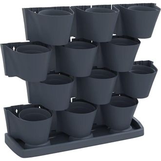 vidaXL Set De Plantas Jard&iacute;n Vertical 12 Uds Polipropileno Antracita Vidaxl