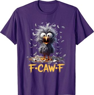Generic F-CAW-F T-Shirt, Womens F-CAW-F Funny Chicken Scream Humor T-Shirt, Ladies Causal Short Sleeve Crewneck Classic Tee Shirts Purple S