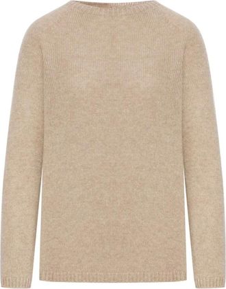 Max Mara Round-neck Knitwear, female, Beige, Size: M Georg Sweater