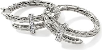 John Hardy Spear Hoop Earrings, Silver, Diamonds, 22.5mm at Nordstrom