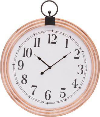 Melrose International Round Wooden Wall Clock 24D - White, Black