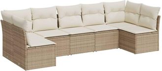 vidaXL Vidaxl - Set Sof&aacute;s De Jard&iacute;n 7 Piezas Y Cojines Rat&aacute;n Sint&eacute;tico Beige