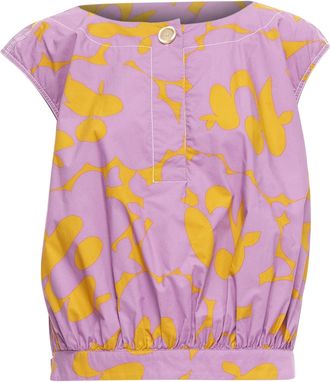 Marni cotton mtard abstract floral overstitched boxy vest