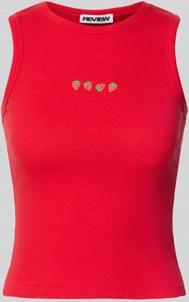 Review Tanktop mit Motiv-Stitchings in Kirsche, Größe XS