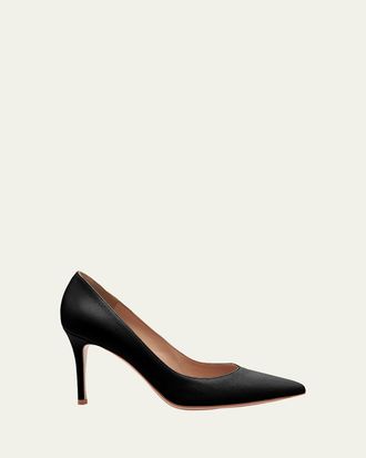 Gianvito Rossi Gianvito 85 Vitello Leather Point-Toe Pumps