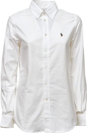 Polo Ralph Lauren Overhemden, Dames, Wit, XS, Katoen, Slim-Fit Oxford Overhemd