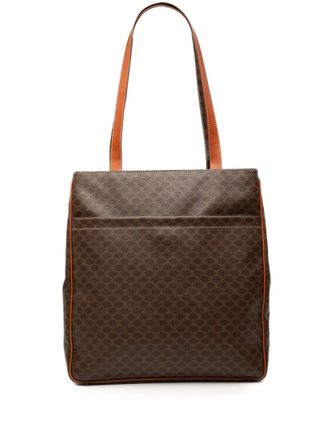 Celine 2000 Macadam Coated Canvas tote bag - women - Fabric/Calf Leather/Organic Cotton/Leather - One Size - Brown