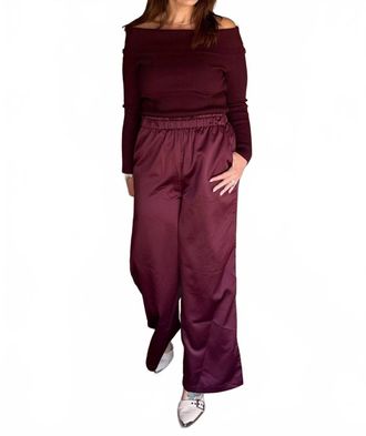 Skies Are Blue Clothing Satin Luxe Jumpsuit In Plum