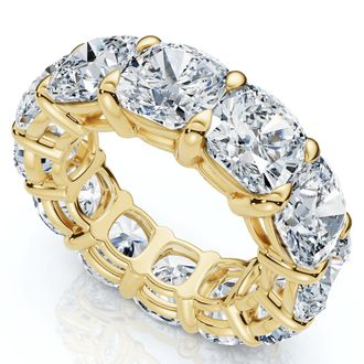 Pompeii3 12Ct Cushion Cut Diamond Eternity Ring 14k Gold Basket Wedding Band Lab Grown