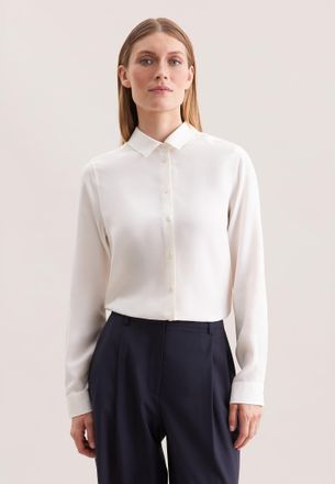 Seidensticker Hemdbluse SEIDENSTICKER, Damen, Gr. 3XL (46), beige (ecru), 100% Viskose, unifarben, regular fit, ohne Ausschnitt, Blusen Hemdbluse, 1/1 Kragen Uni