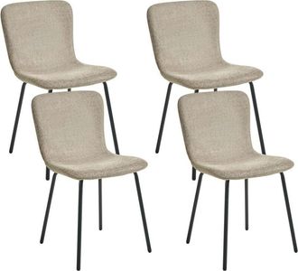 Beliani Set of 4 Dining Chairs CALDWELL Fabric Beige