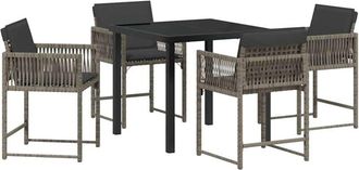 vidaXL Garden Dining Set 5 pcs Grey Poly Rattan vidaXL