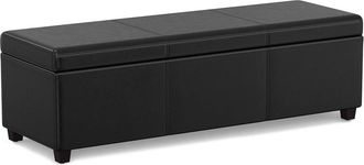 Simpli Home Avalon 54In Contemporary Rectangle Extra Large Storage Ottoman Bench