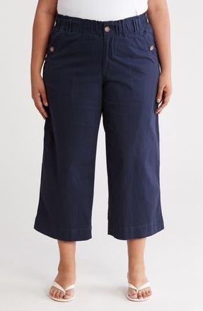 Democracy Button Pocket Crop Wide Leg Pants in Navy at Nordstrom Rack, Size 16W