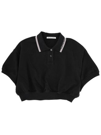 T Alexander Wang Cropped Cotton Polo - Black