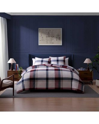 Tommy Hilfiger Prospect Park Plaid 100% Cotton Printed Percale Duvet Set