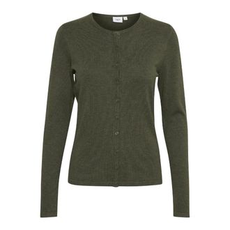 Saint Tropez Groene Melange Cardigan met Ronde Hals - Dames - Truien - Groen - Maat: S