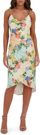 Siena My Balconia Floral Chain Strap Ruched Body-Con Dress in Beige Multi at Nordstrom Rack, Size 10