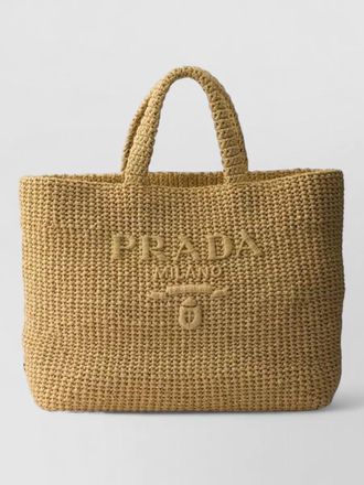 Prada crochet tote bag rectangular shape handles