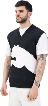 Puma Zwart Gebreid Vest Gedurfd Grafisch - Heren - Spencers - Zwart - XL - Katoen - Truien & Vesten
