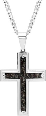 Robert Alton Stainless Steel Camo Inlay Mens Cross Necklace