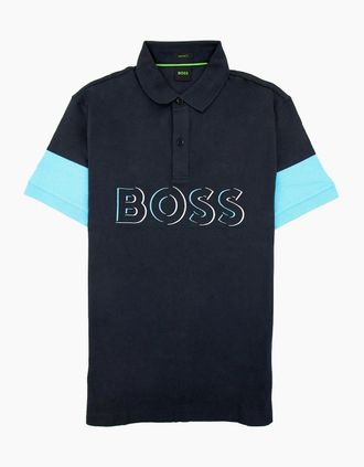 HUGO BOSS Mens Hugo Boss Pavel Embroidered Logo Polo Navy 402 - Black - Size: 38
