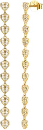 Seol + Gold Womens 18ct Gold Plate Heart CZ Drop Studs - One Size