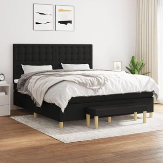 vidaXL Vidaxl - Cama Box Spring Con Colch&oacute;n Tela Negro 180x200 Cm
