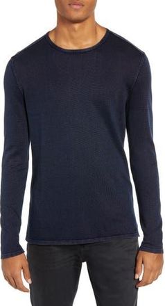 John Varvatos Walter Long Sleeve Acid Wash Crewneck T-Shirt in Deep Blue at Nordstrom Rack, Size Xx-Large