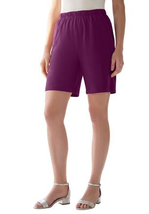 Roaman's Plus Size Soft Knit Pull-On Short in Dark Berry at Nordstrom, Size Large