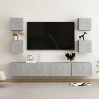 vidaXL Vidaxl - Set De Muebles De Tv 6 Pzas Madera Contrachapada Gris Hormig&oacute;n