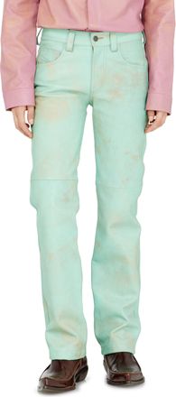 Diesel Pants in treated leather - Pants - Woman - Green