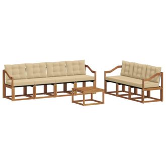 vidaXL Conjunto De Sof&aacute;s De Exterior Con Coj&iacute;n 8 Pcs Natural Y Beige Vidaxl