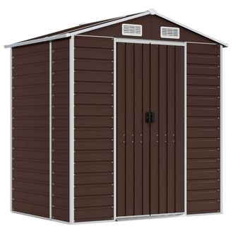 Berkfield Home Garden Shed Brown 191x130x198 cm Galvanised Steel | Size: 191 x 130 x 198 cm