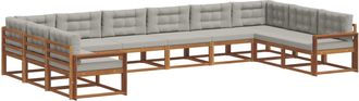 vidaXL Conjunto De Sof&aacute;s De Exterior 10 Uds. Natural Y Gris Claro Vidaxl