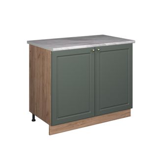 Vicco Mueble Bajo Para Fregadero Fame-line, Verde Dorado Casa De Campo/roble Dorado, 100 Cm, Et M&aacute;rmol, Vicco