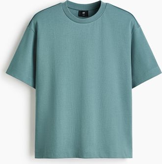 H&M Interlock-T-Shirt in Loose Fit - Turquoise