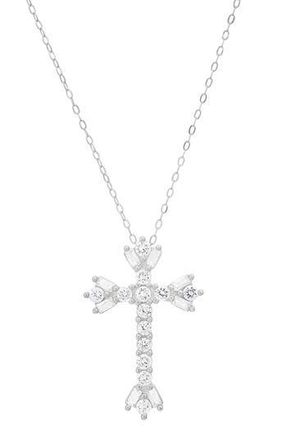 Queen Jewels Cubic Zirconia Cross Pendant Necklace in Silver at Nordstrom Rack