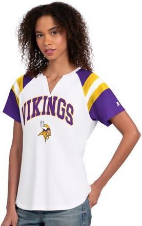 Starter Womens Starter White Minnesota Vikings Game On Notch Neck T-Shirt at Nordstrom, Size Xx-Large