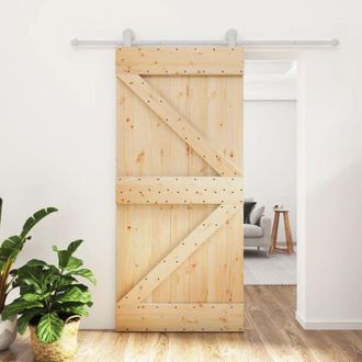 vidaXL Vidaxl - Puerta Corredera Con Herrajes Madera Maciza De Pino 95x210 Cm